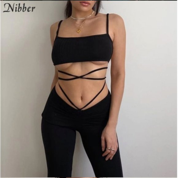 Pants - *ONE LEFT* Black High Waisted Lace Up Pants